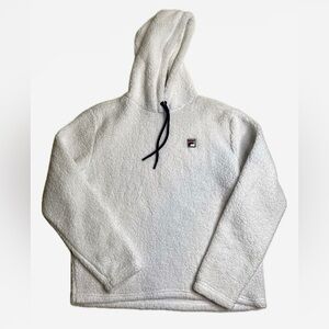 Fila Fluffy white Teddy Fleece Pullover Hoodie  size large women